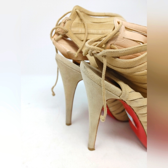 Christian Louboutin Deva Suede Fringe Tie Up Booties Size 36 - Picture 7 of 14